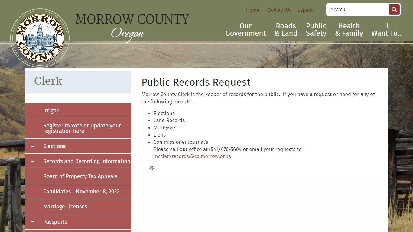 Public Records Request | Morrow County Oregon